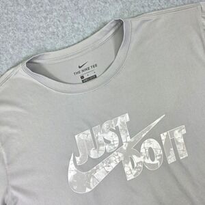 Nike Dri-FIT Just Do It Graphic T-Shirt Men Large Gray Short Sleeve Training Top